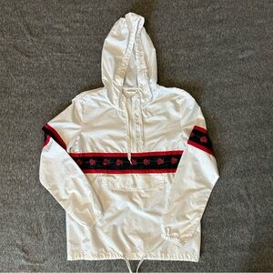 Empyre Women's Shaylyn Anorak Windbreaker Jacket White with Roses Size Small